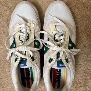 Saucony White and Green Athletic Shoes